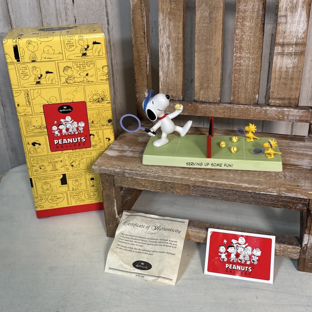 Hallmark Snoopy Peanuts Gallery Collection The Tennis Match Figurine Woodstock